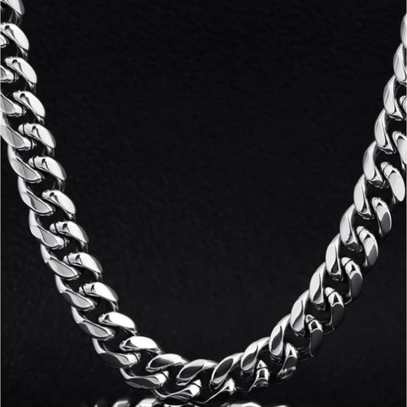 10mm Miami Cuban Link Chain for Men in stainless steel, hevy masculine chain new - Picture 1 of 9